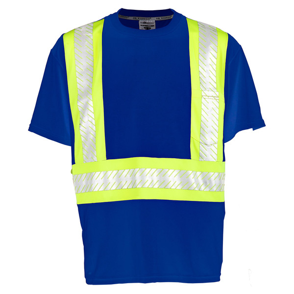 Kishigo XL, Royal Blue, Class 1 Enhanced Visibility Contrast T-Shirt B202-XL